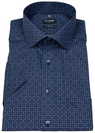 OLYMP Kurzarmhemd - Modern Fit - Global Kent - Print - dunkelblau / blau
