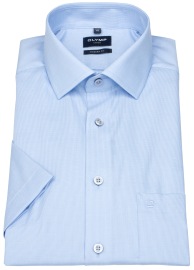 OLYMP Kurzarmhemd - Modern Fit - Global Kentkragen - Struktur - hellblau