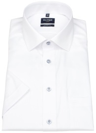OLYMP Kurzarmhemd - Modern Fit - Global Kentkragen - Struktur - weiß