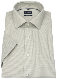OLYMP Kurzarmhemd - Modern Fit - grün / weiß