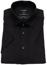 OLYMP Kurzarmhemd - No. 6 Super Slim - 24/7 Flex Jersey - schwarz