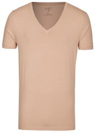 OLYMP Level Five Body Fit - T-Shirt - tiefer V-Ausschnitt - caramel - ohne OVP