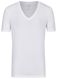 OLYMP Level Five Body Fit - T-Shirt - Tiefer V-neck - White - w/o OP