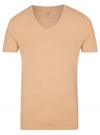 OLYMP Level Five Body Fit - T-Shirt - V-neck - Caramel