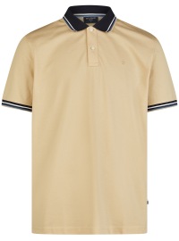 OLYMP Poloshirt - Regular Fit - Piqué - Kontrastkragen - beige