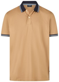 OLYMP Poloshirt - Regular Fit - Piqué - Kontrastkragen - caramel