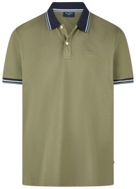OLYMP Poloshirt - Regular Fit - Piqué - Kontrastkragen - grün