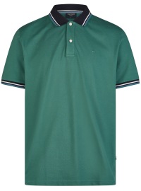 OLYMP Poloshirt - Regular Fit - Piqué - Kontrastkragen - grün