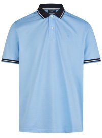 OLYMP Poloshirt - Regular Fit - Piqué - Kontrastkragen - hellblau