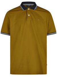 OLYMP Poloshirt - Regular Fit - Piqué - Kontrastkragen - olivfarben