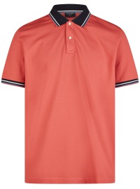 OLYMP Poloshirt - Regular Fit - Piqué - Kontrastkragen - rot