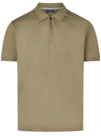 OLYMP Poloshirt - Regular Fit - Reissverschluss - Interlock Jersey - Oliv
