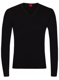 OLYMP Pullover - Level Five Casual - V-Ausschnitt - Merinowolle - schwarz