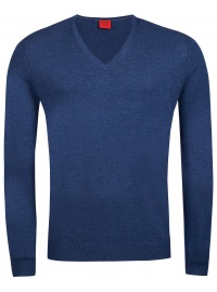 OLYMP Pullover - Level Five - V-Ausschnitt - Merinowolle - blau