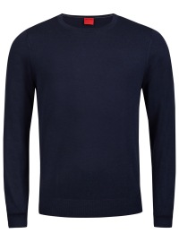 OLYMP Pullover - Regular Fit - Rundhals - Merinowolle mit Seide - dunkelblau