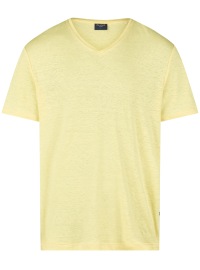OLYMP T-Shirt - Regular Fit - V-Ausschnitt - Leinen - gelb