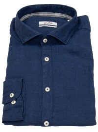 Pure Hemd - Slim Fit Casual - Kentkragen - Leinen - dunkelblau - ohne OVP