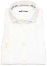 Pure Shirt - Slim Fit Casual - Kent Collar - Leinen - White