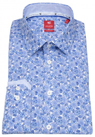 Pure Hemd - Slim Fit - Floraler Print - blau / weiß