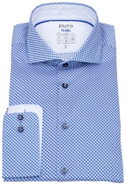 Pure Hemd - Slim Fit - FLXBL Shirt - Haifischkragen - Print - blau / hellblau