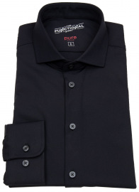 Pure Hemd - Slim Fit - Functional Shirt - Haifischkragen - schwarz