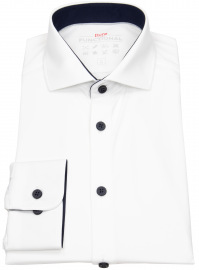 Pure Hemd - Slim Fit - Functional Shirt - Haikragen - Kontrastknöpfe - weiß