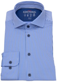 Pure Hemd - Slim Fit - Functional Shirt - Haikragen - Streifen - blau / weiß
