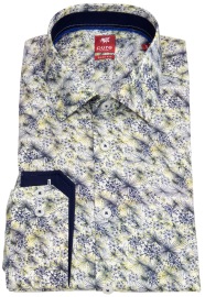 Pure Shirt - Slim Fit - Kent Collar  - Print - Blue / Yellow - w/o OP
