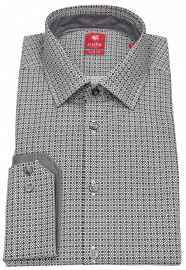 Pure Hemd - Slim Fit - Print - grau / weiß