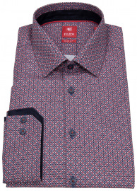 Pure Hemd - Slim Fit - Print - lila / dunkelblau