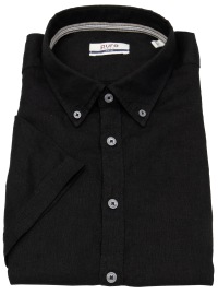 Pure Short Sleeve Shirt - Casual Fit - Button Down - Leinen - Black
