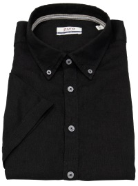 Pure Kurzarmhemd - Casual Fit - Button Down - Leinen - schwarz