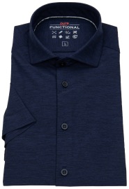 Pure Kurzarmhemd - Slim Fit - Functional Shirt - Haifischkragen - dunkelblau