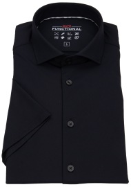 Pure Kurzarmhemd - Slim Fit - Functional Shirt - Haifischkragen - schwarz