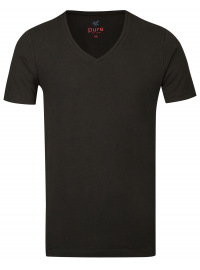 Pure T-Shirt - Slim Fit - V-Ausschnitt - schwarz