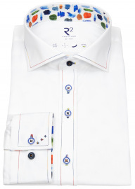 R2-Amsterdam Hemd - Casual Fit - Haifischkragen - Two Ply Twill - weiß