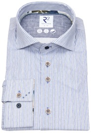 R2-Amsterdam Shirt - Modern Fit - Cutaway Collar - Striped - Blue / White