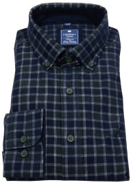 Redmond Cordhemd - Comfort Fit - Button Down - kariert - blau / grün