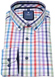 Redmond Hemd - Comfort Fit - Button Down Kragen - Bio Baumwolle - kariert - mehrfarbig