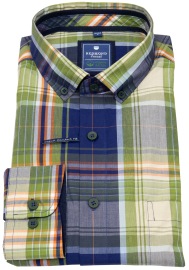 Redmond Hemd - Comfort Fit - Button Down Kragen - Bio Baumwolle - kariert - mehrfarbig