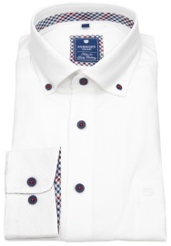 Redmond Hemd - Comfort Fit - Button Down Kragen - Casual - Kontrastknöpfe - weiß
