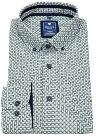 Redmond Hemd - Comfort Fit - Button Down Kragen - grün / weiß