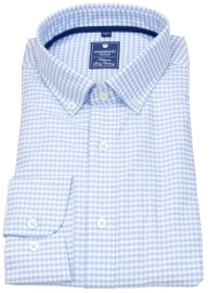 Redmond Hemd - Comfort Fit - Button Down Kragen - kariert - hellblau / weiß