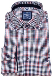 Redmond Hemd - Comfort Fit - Button Down Kragen - kariert - rot / blau
