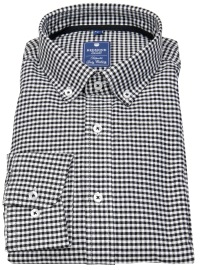 Redmond Hemd - Comfort Fit - Button Down Kragen - kariert - schwarz / weiß