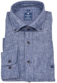 Redmond Hemd - Comfort Fit - Button Down Kragen - Leinen - blau