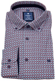 Redmond Hemd - Comfort Fit - Button Down Kragen - Print - rot / blau