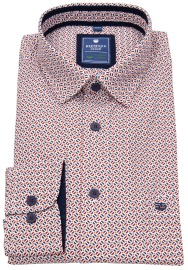 Redmond Shirt - Comfort Fit - Casual - Bio Baumwolle - Print - Blue / Red