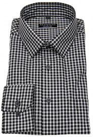 Redmond Hemd - Comfort Fit - kariert - schwarz / weiß