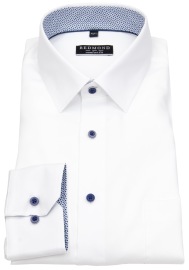 Redmond Hemd - Comfort Fit - Kentkragen - Twill - Kontrastknöpfe - weiß